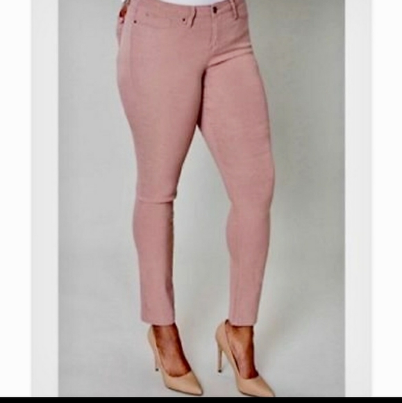 Lane Bryant Denim - Lane Bryant Pink Mid Rise Skinny Ankle Jeans